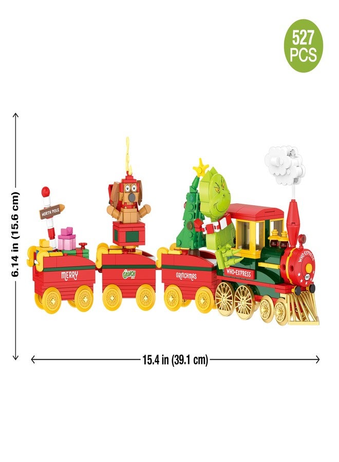 Brickcraft Dr. Seuss The Grinch Who-Express Train Building Bricks Set, 527 Pieces, Holiday Xmas Christmas Collectible with Max, Tree, and Train Cars, Fun Display Decoration Toy Gift for Kids, Fans - Image 4